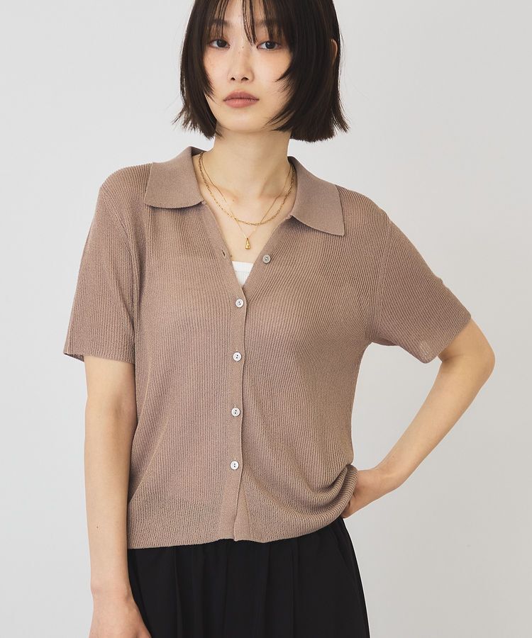 AMERICAN HOLIC「襟付きスキッパー半袖ニットポロ」|カーディガン|