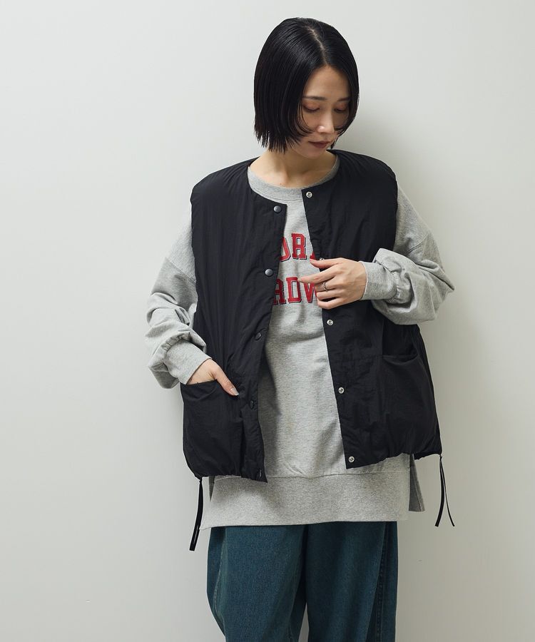 Green Parks「サイドZIP中綿コクーンベスト」|ベスト・ジレ|Black