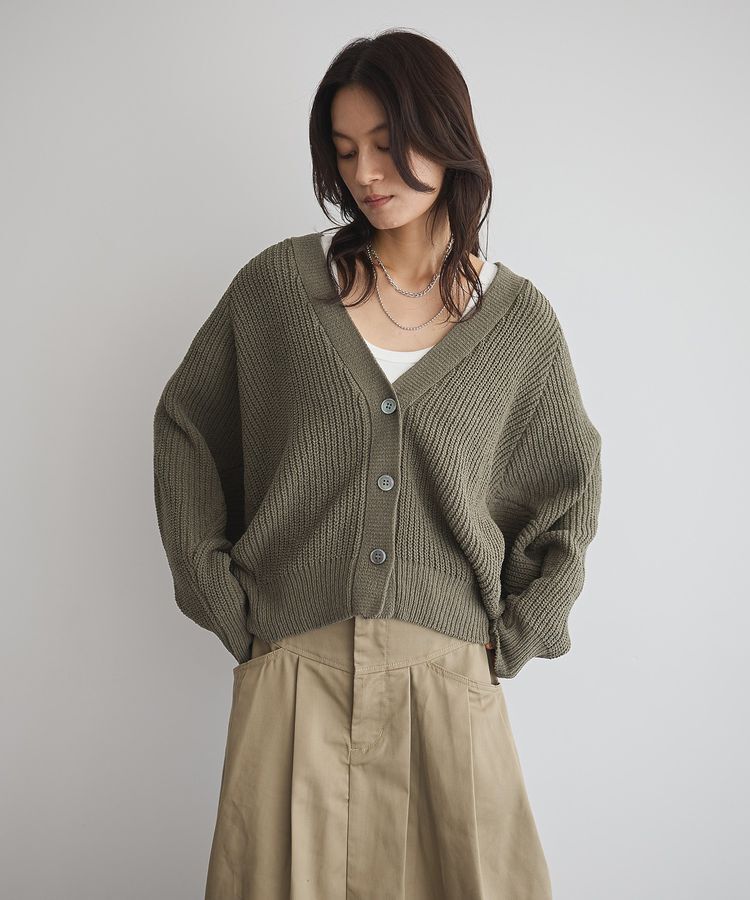 GARAGE OF GOOD CLOTHING「モールヤーン畔編みカーデ」|カーディガン|Khaki