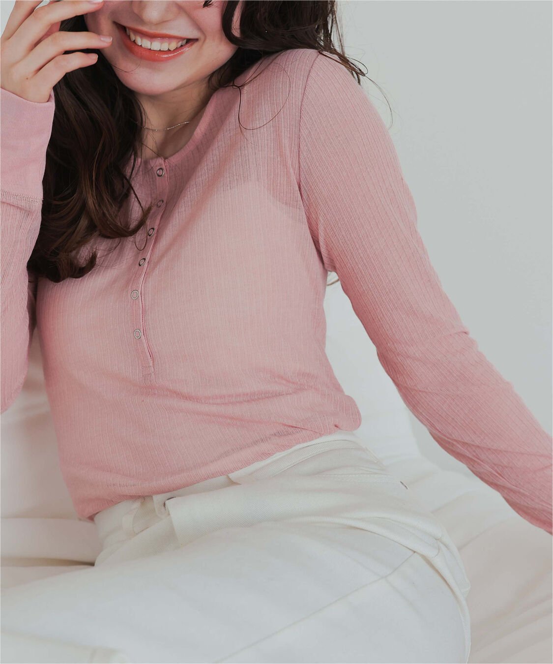 titivate「シアーテレコヘンリーネックトップス」|Tシャツ・カットソー|