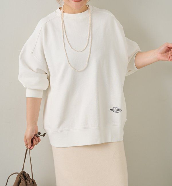  「ロゴ刺繍チュニックスウェット」|プルオーバー|オフホワイト