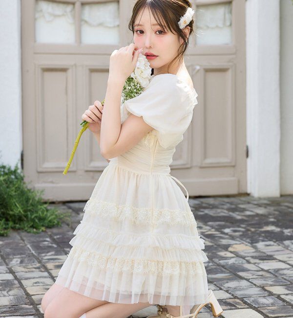  「【Tulle Collection】ティアードミニワンピース」|ワンピース|