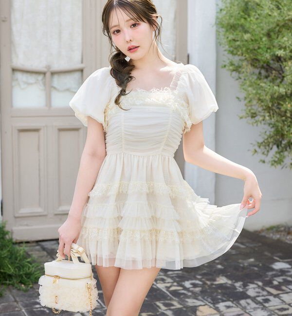  「【Tulle Collection】ティアードミニワンピース」|ワンピース|