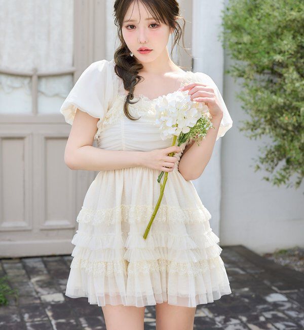  「【Tulle Collection】ティアードミニワンピース」|ワンピース|