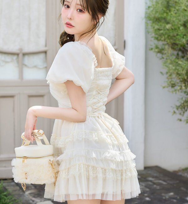  「【Tulle Collection】ティアードミニワンピース」|ワンピース|