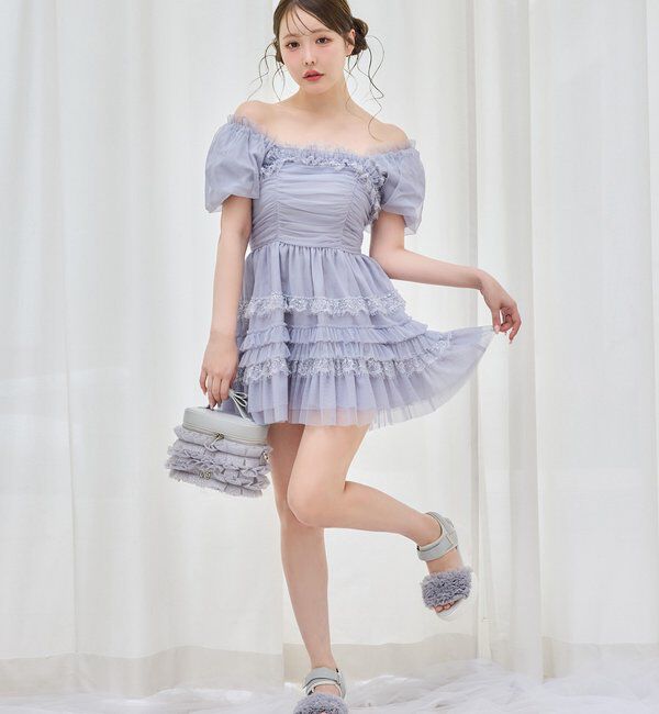  「【Tulle Collection】ティアードミニワンピース」|ワンピース|