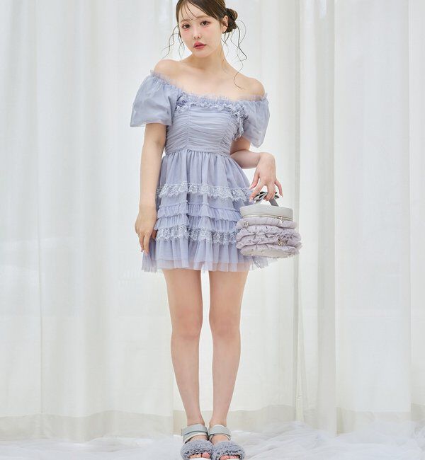  「【Tulle Collection】ティアードミニワンピース」|ワンピース|