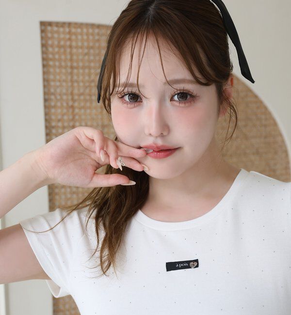  「ハートチャーム付きビジューコンパクトTee」|プルオーバー|