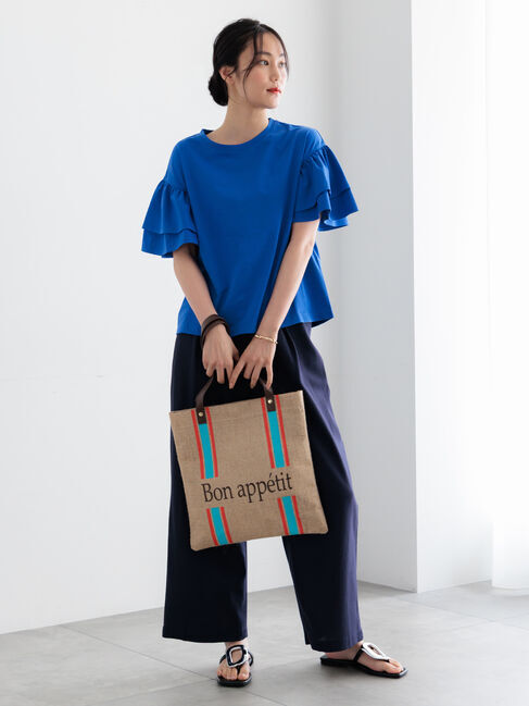 Te chichi「【接触冷感/遮熱/吸水速乾】フリルスリーブビッグTシャツ」|Tシャツ・カットソー|