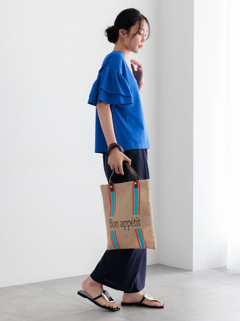 Te chichi「【接触冷感/遮熱/吸水速乾】フリルスリーブビッグTシャツ」|Tシャツ・カットソー|