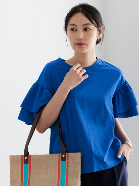 Te chichi「【接触冷感/遮熱/吸水速乾】フリルスリーブビッグTシャツ」|Tシャツ・カットソー|
