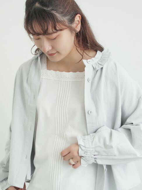 Samansa Mos2「《新色追加》スクエアネックレースノースリーブ【接触冷感】」|Tシャツ・カットソー|