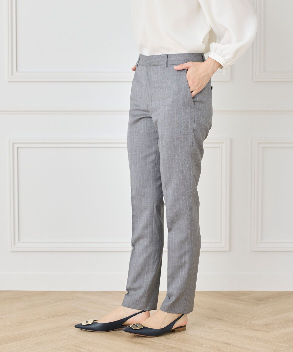 INED「《大きいサイズ》テーパードパンツ《CERRUTI》」|スラックス|