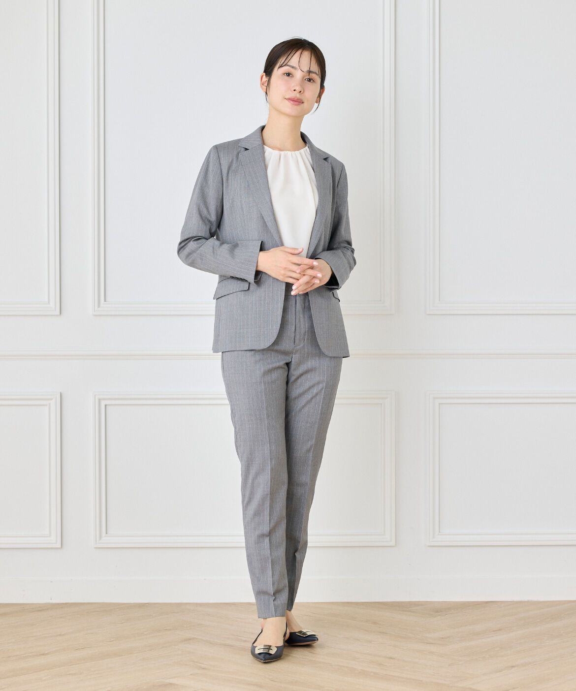 INED「《大きいサイズ》テーパードパンツ《CERRUTI》」|スラックス|