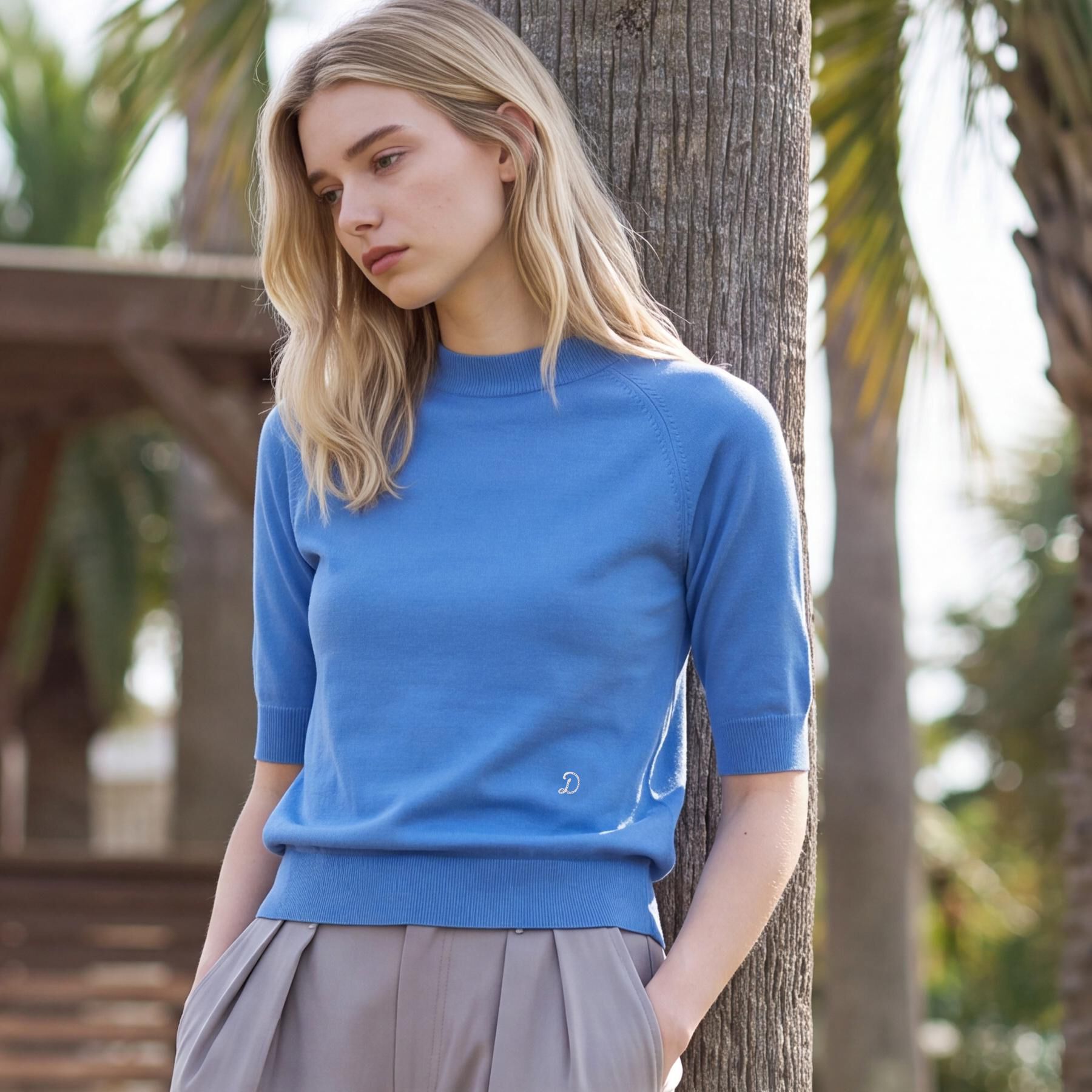 DRESSTERIOR「【ウォッシャブル】コットンシルクハーフスリーブニット」|ニット・セーター|