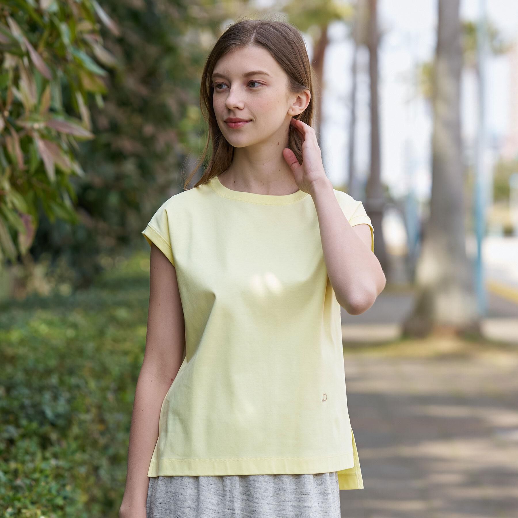 DRESSTERIOR「【接触冷感／抗菌防臭／消臭】アイスクリアコットンフレンチスリーブT」|Tシャツ・カットソー|
