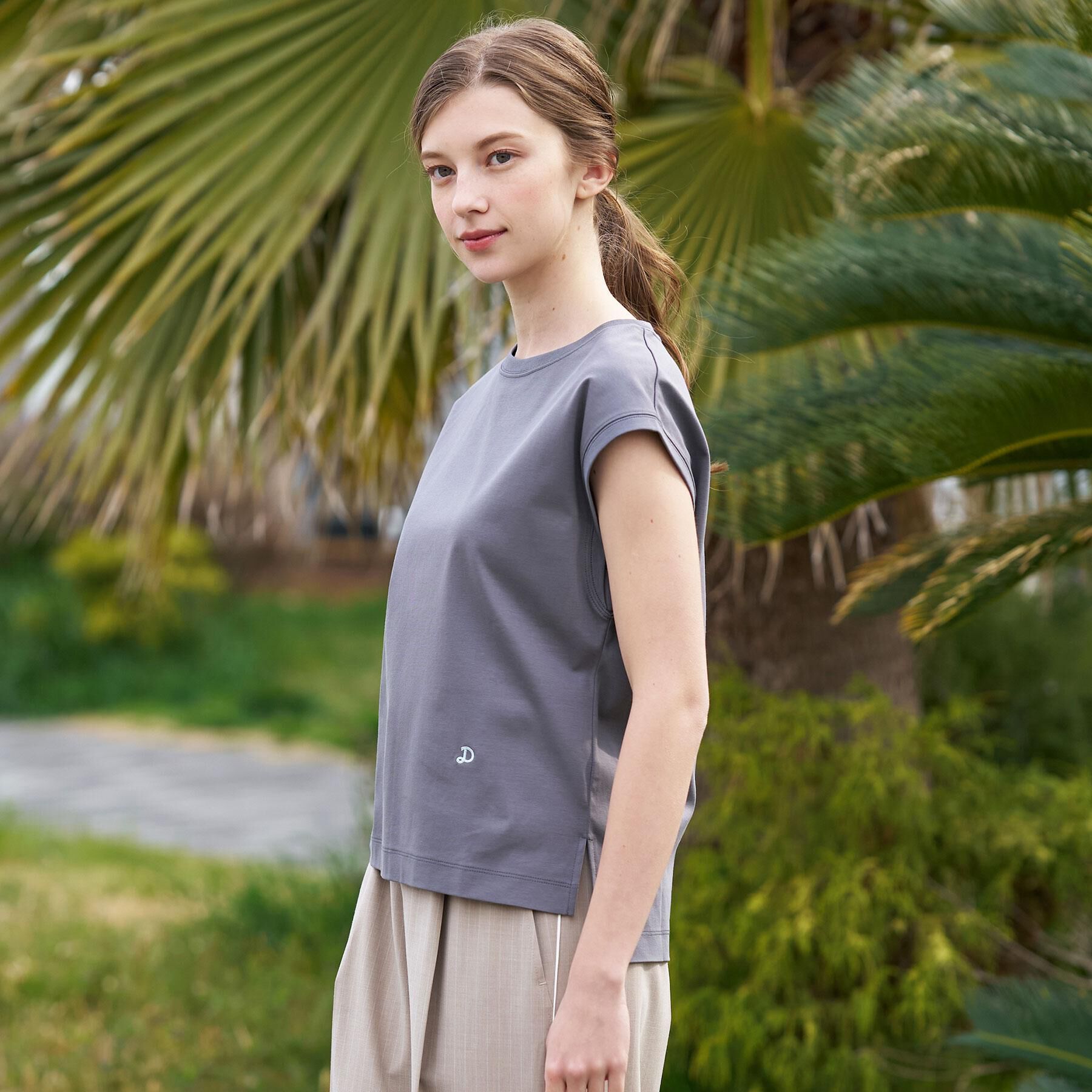 DRESSTERIOR「【接触冷感／抗菌防臭／消臭】アイスクリアコットンフレンチスリーブT」|Tシャツ・カットソー|