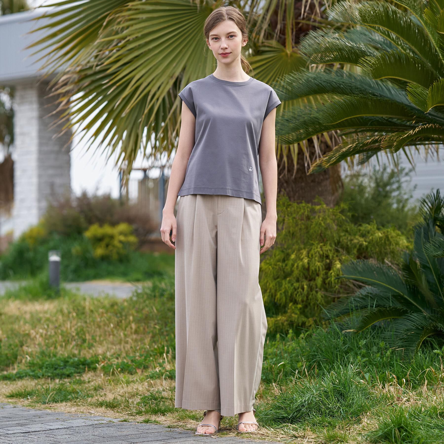 DRESSTERIOR「【接触冷感／抗菌防臭／消臭】アイスクリアコットンフレンチスリーブT」|Tシャツ・カットソー|