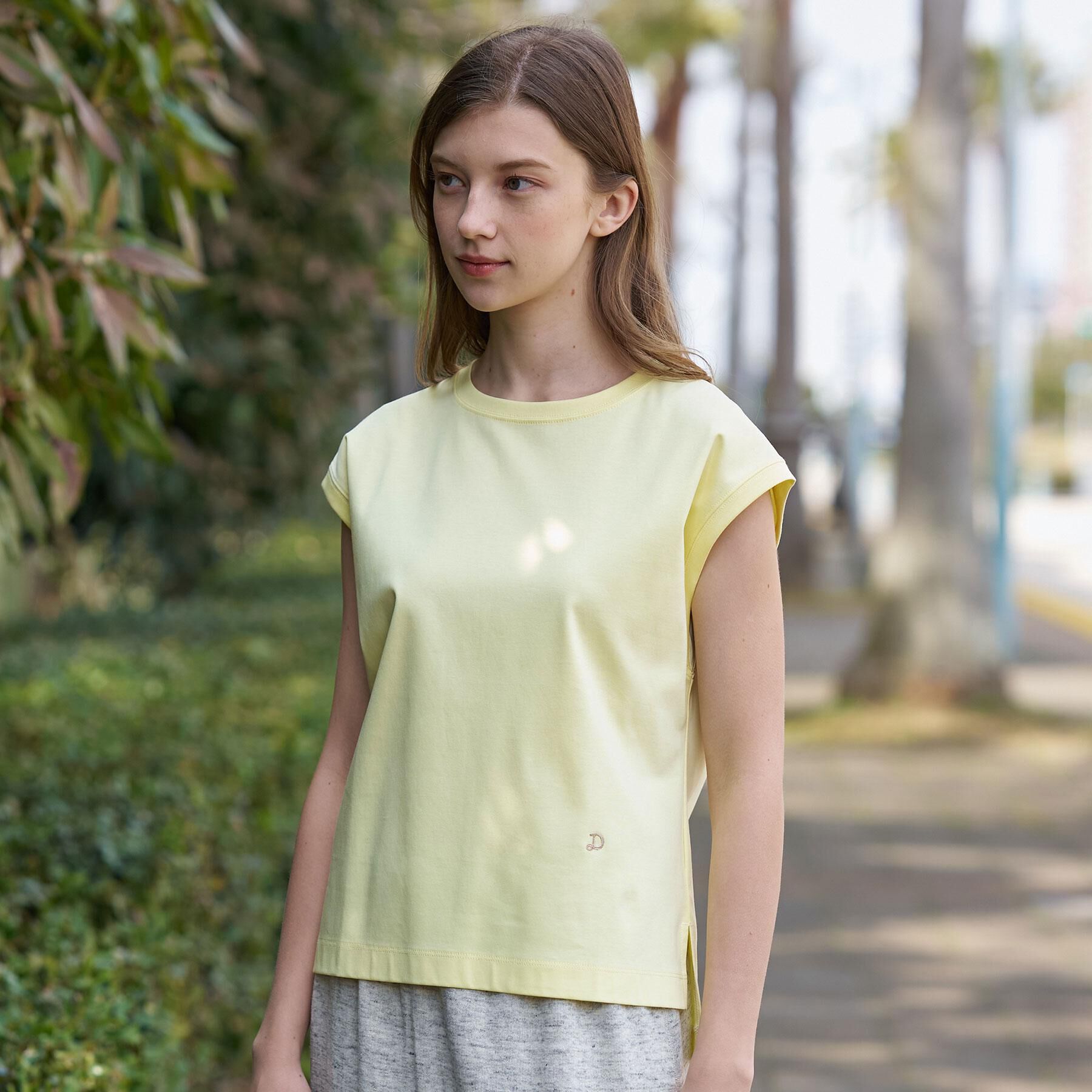 DRESSTERIOR「【接触冷感／抗菌防臭／消臭】アイスクリアコットンフレンチスリーブT」|Tシャツ・カットソー|