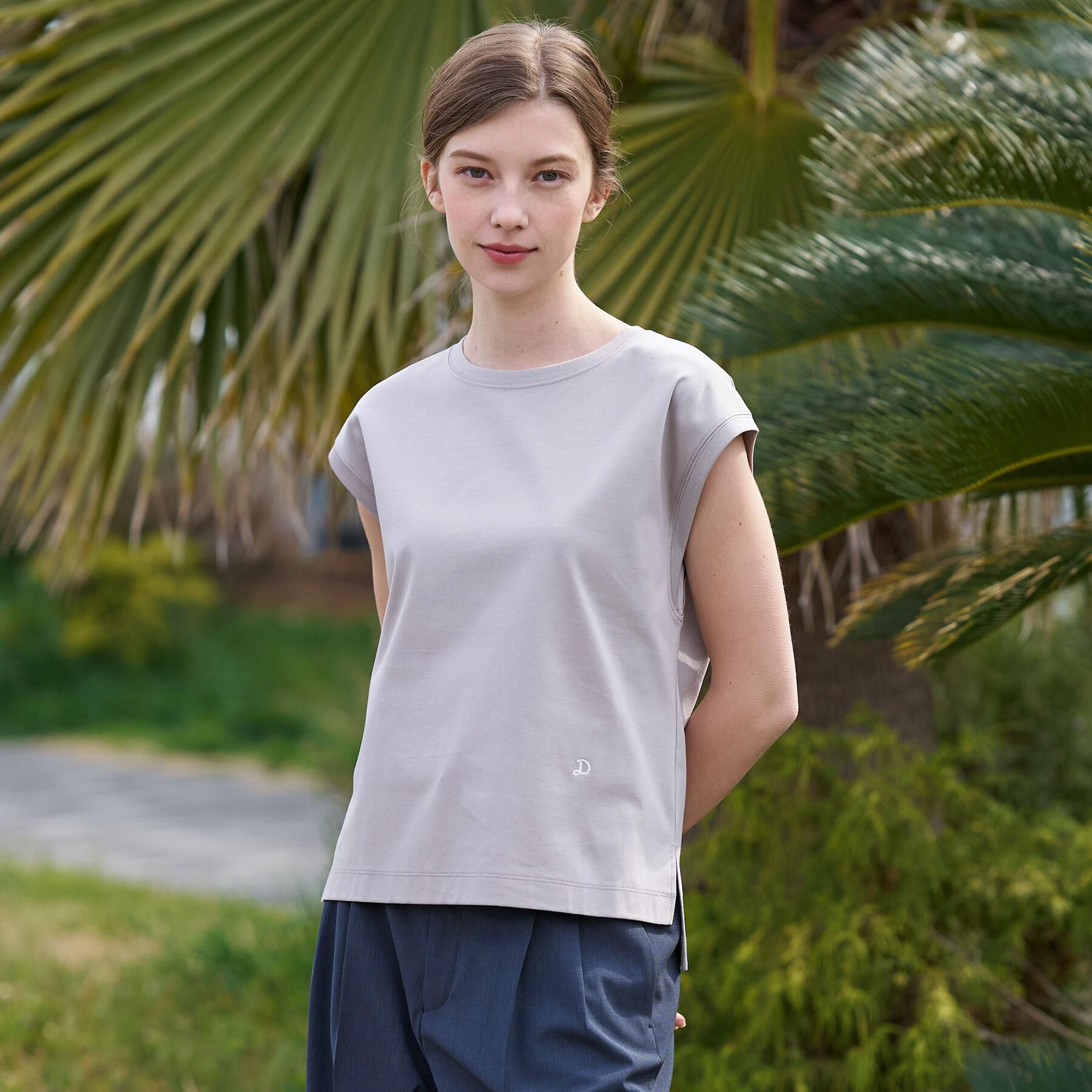 DRESSTERIOR「【接触冷感／抗菌防臭／消臭】アイスクリアコットンフレンチスリーブT」|Tシャツ・カットソー|
