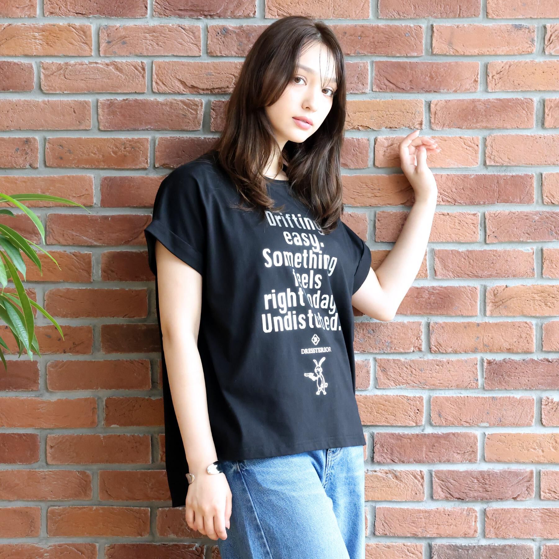 DRESSTERIOR「◆【箔ロゴ】箔プリントドルマンスリーブ Tシャツ」|Tシャツ・カットソー|