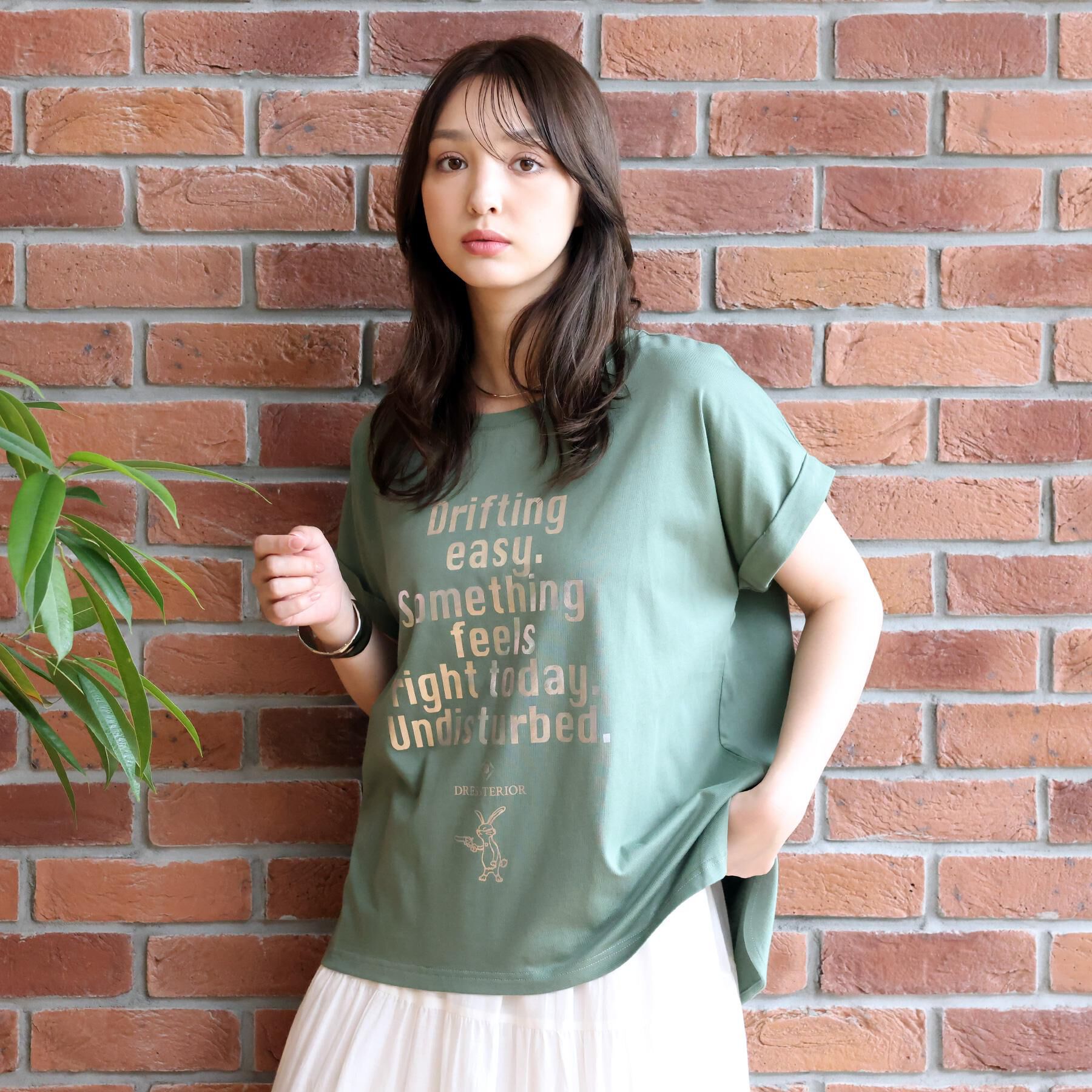 DRESSTERIOR「◆【箔ロゴ】箔プリントドルマンスリーブ Tシャツ」|Tシャツ・カットソー|
