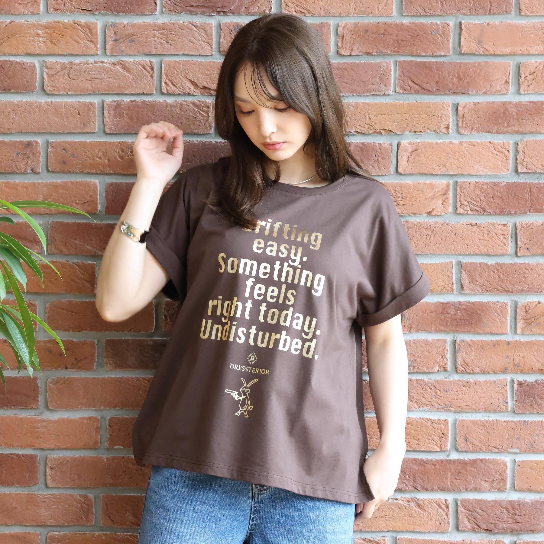 DRESSTERIOR「◆【箔ロゴ】箔プリントドルマンスリーブ Tシャツ」|Tシャツ・カットソー|