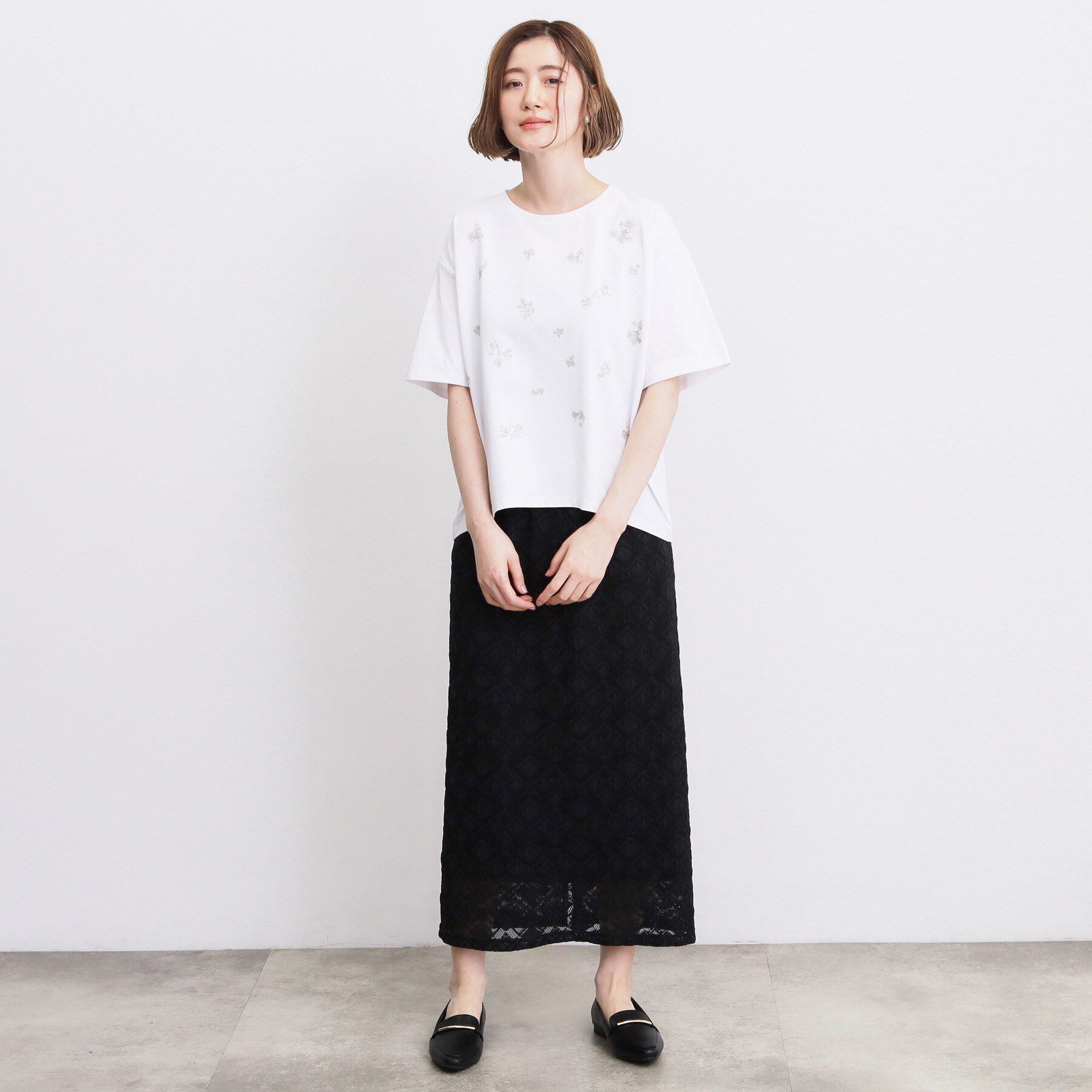 grove「フラワーモチーフスパンコールTシャツ」|Tシャツ・カットソー|