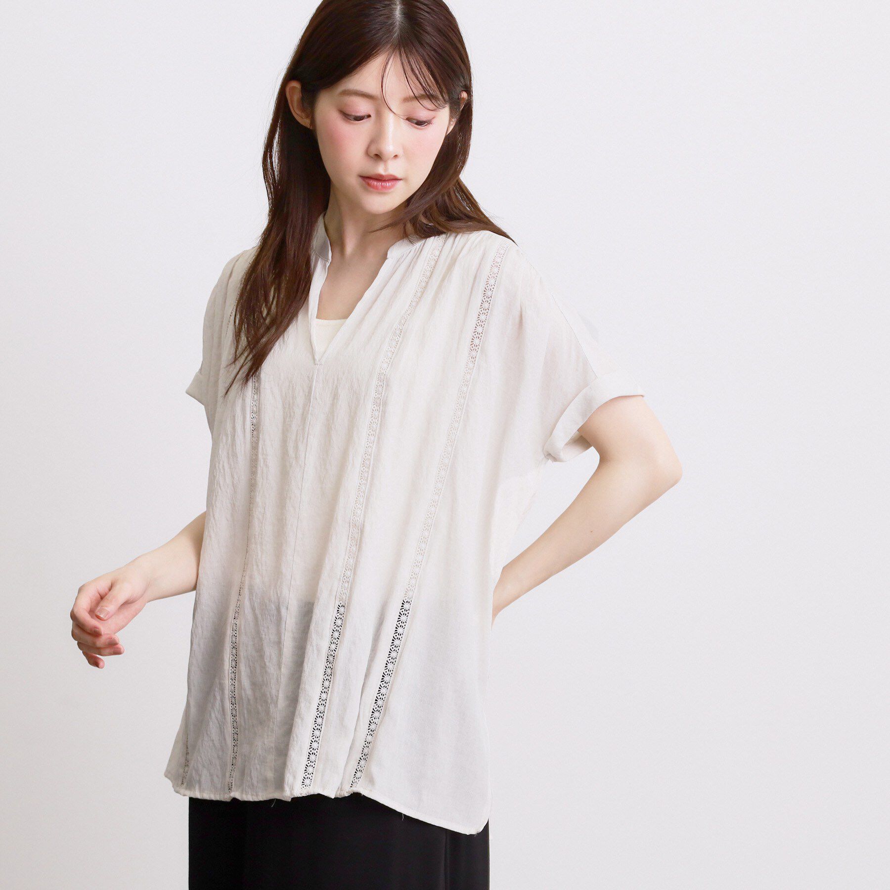 grove「【体系カバー◎】レースデザインスキッパーブラウス」|シャツ・ブラウス|