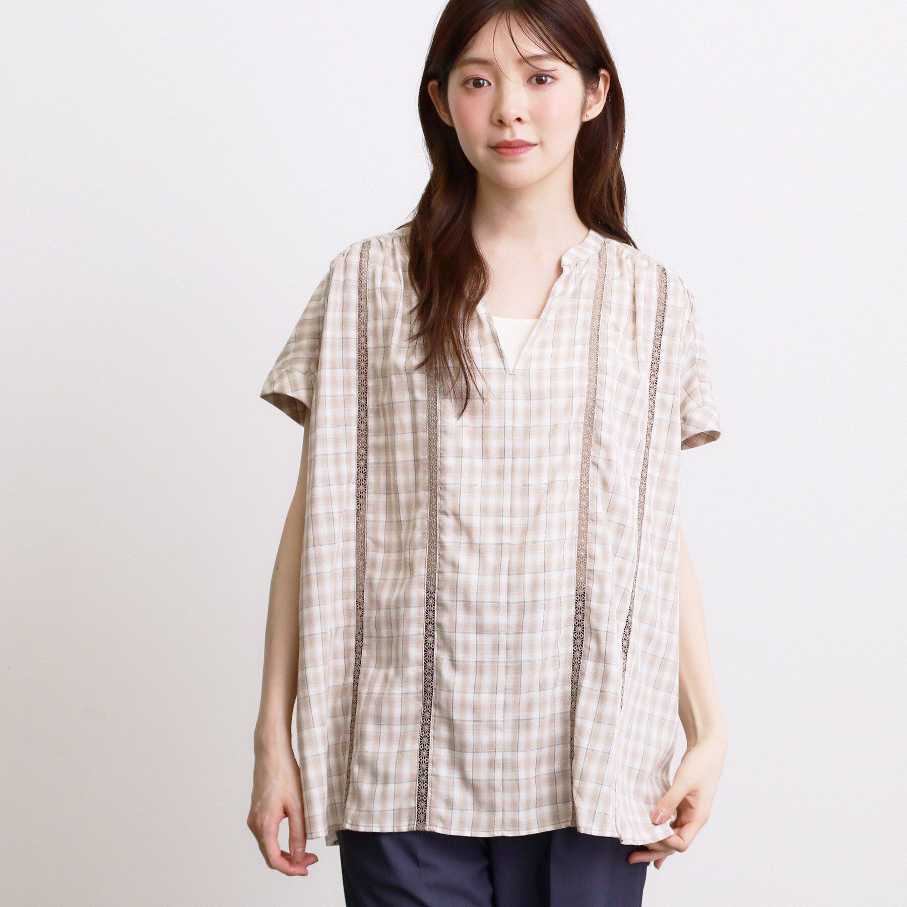 grove「【体系カバー◎】レースデザインスキッパーブラウス」|シャツ・ブラウス|