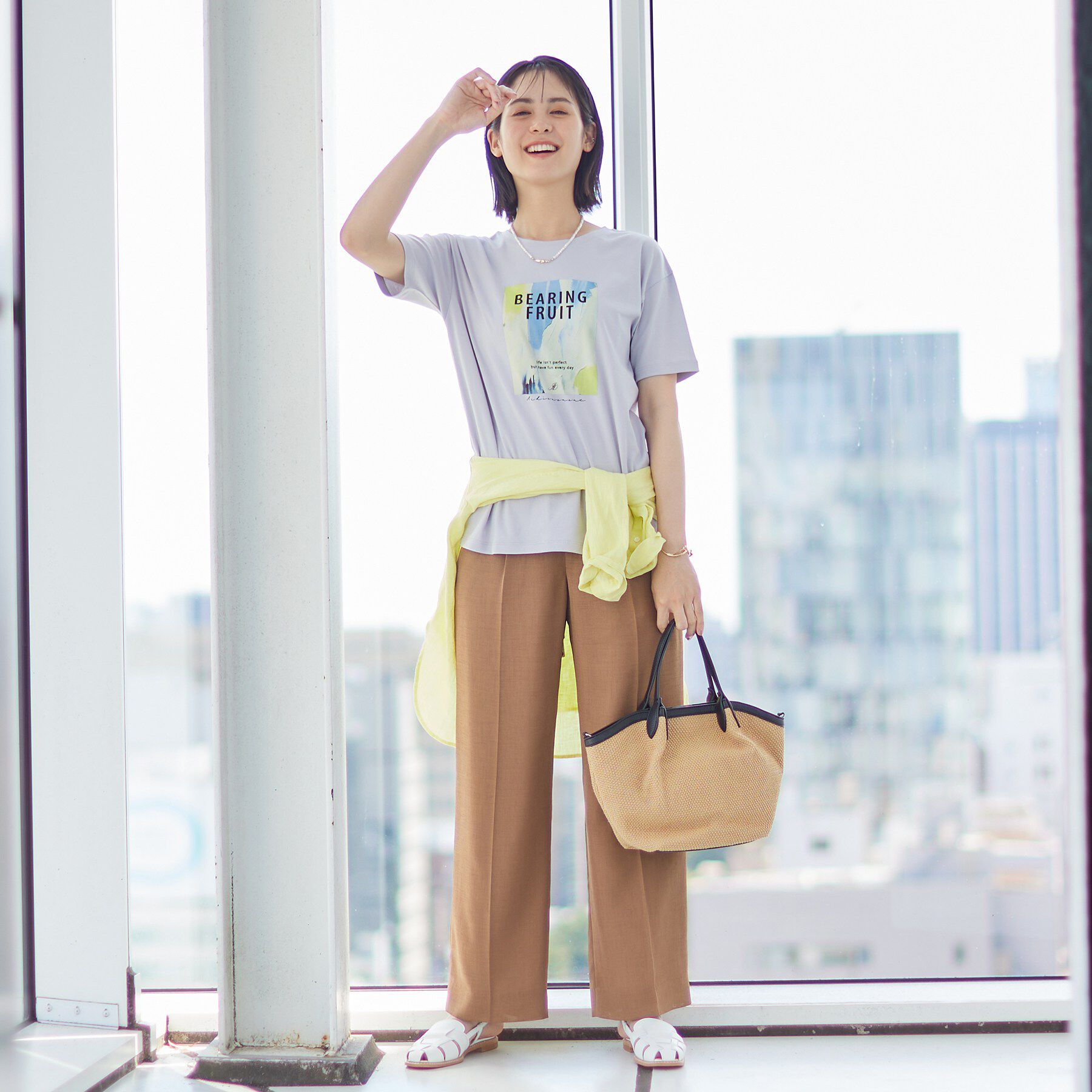 INDIVI「【UVケア／選べるグラフィック】スムースジャージTシャツ」|Tシャツ・カットソー|