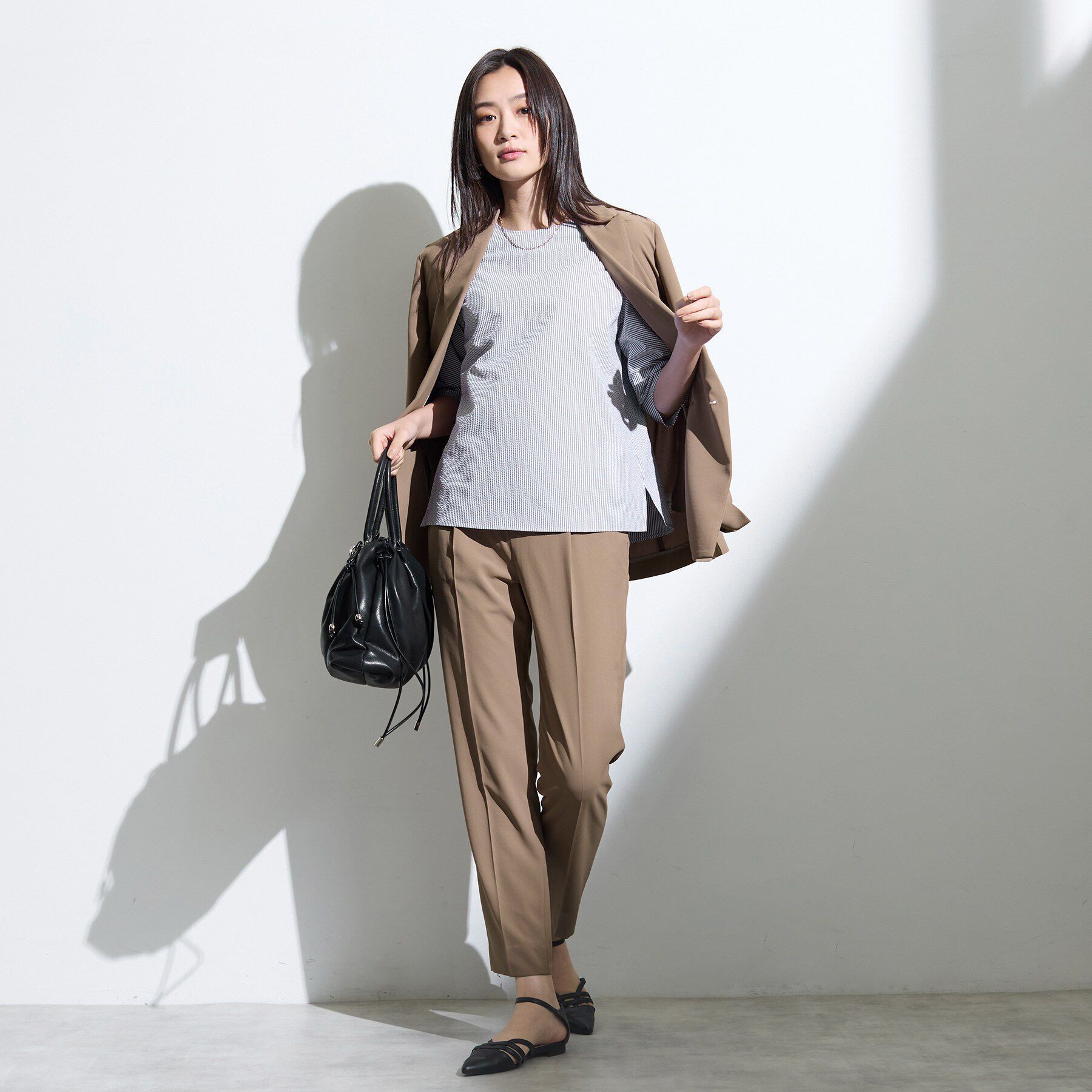INDIVI「【撥水／UVケア】ねじり袖サッカートップス」|Tシャツ・カットソー|
