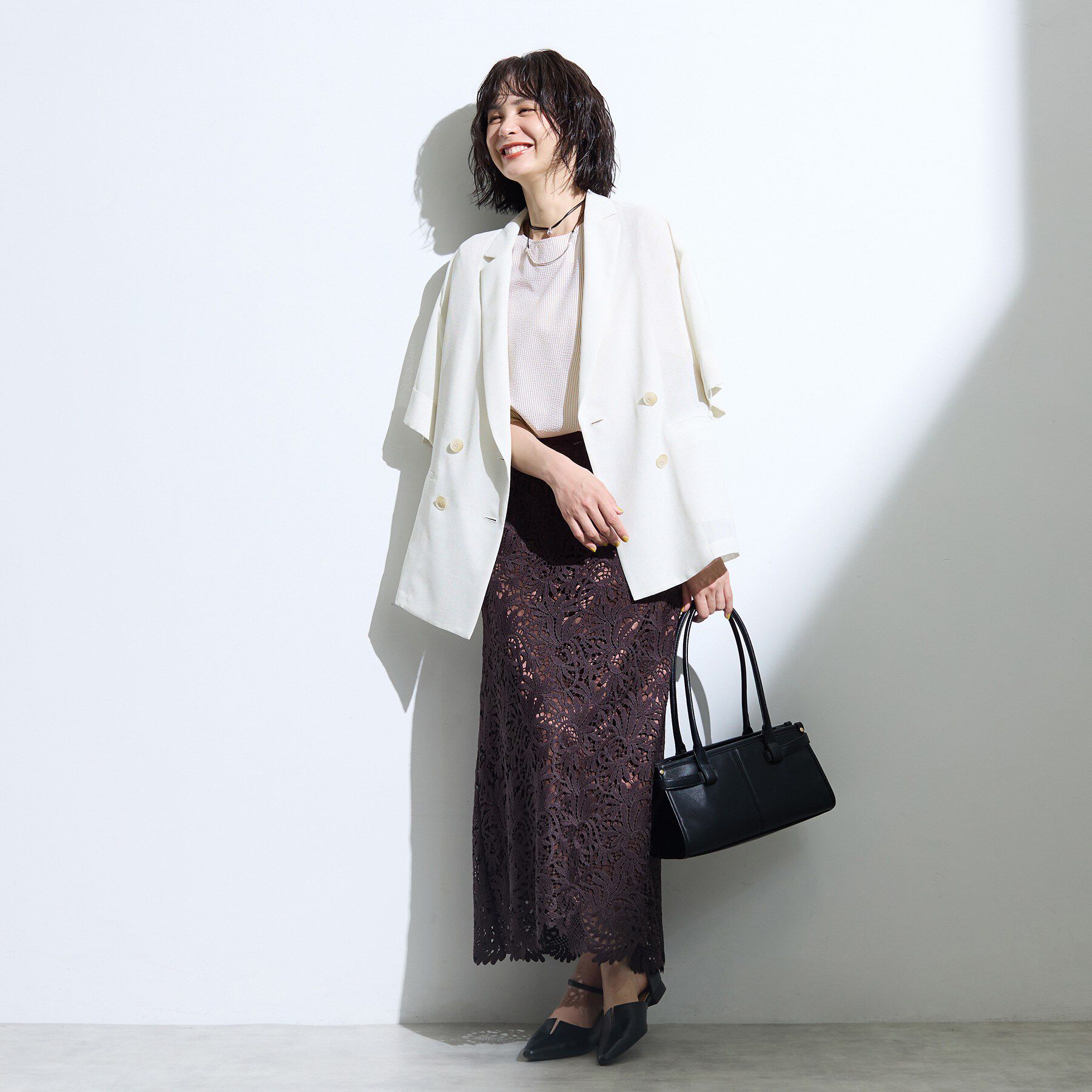 INDIVI「【撥水／UVケア】ねじり袖サッカートップス」|Tシャツ・カットソー|