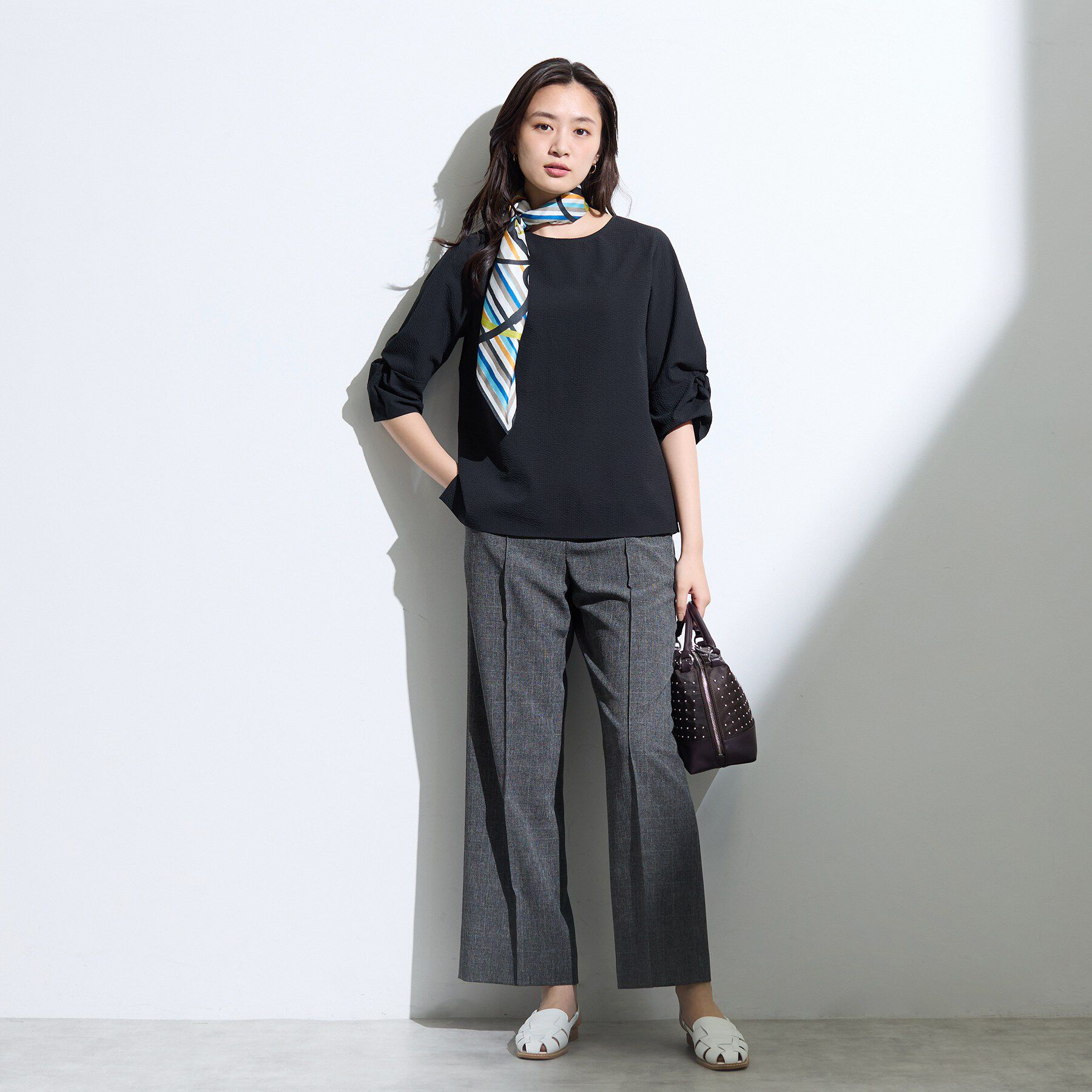 INDIVI「【撥水／UVケア】ねじり袖サッカートップス」|Tシャツ・カットソー|