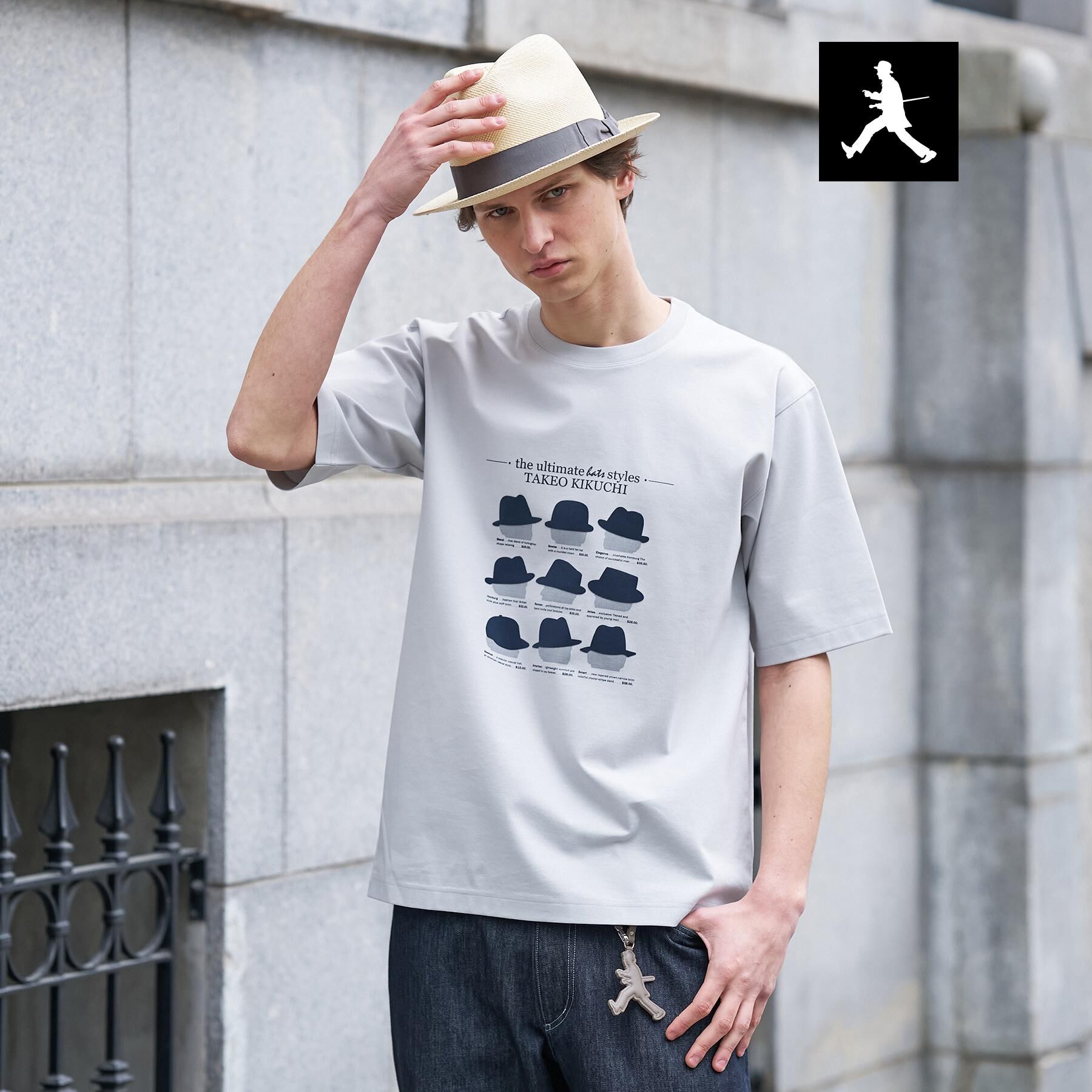 TAKEO KIKUCHI「【BOWLER HAT LABEL】クールデオドラントジャージ ハットスタイルス 半袖Tシャツ」|Tシャツ・カットソー|ライトグレー(011
