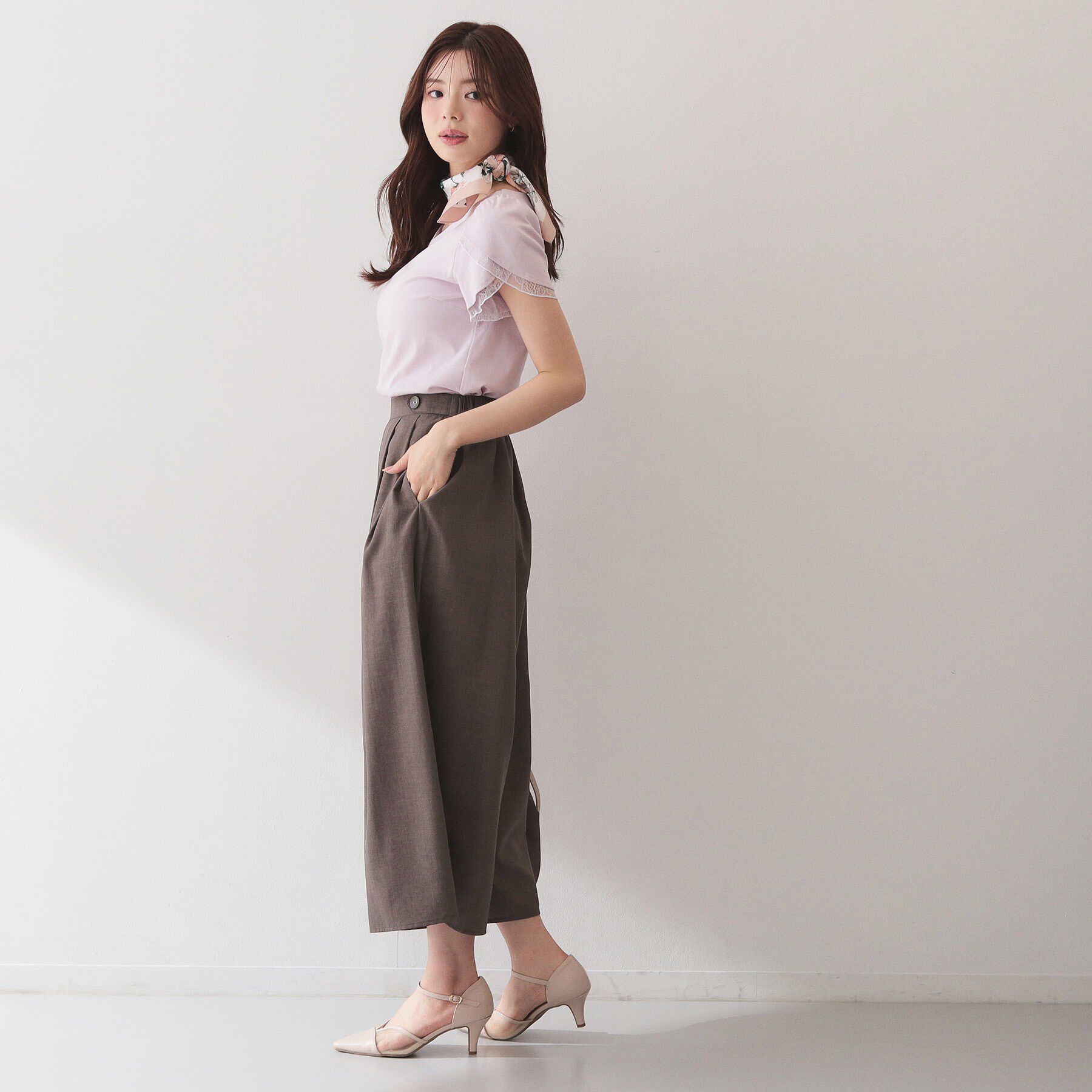 index「【接触冷感／UVケア】ハートネックレースレイヤードトップス《洗濯機OK／6col》」|Tシャツ・カットソー|