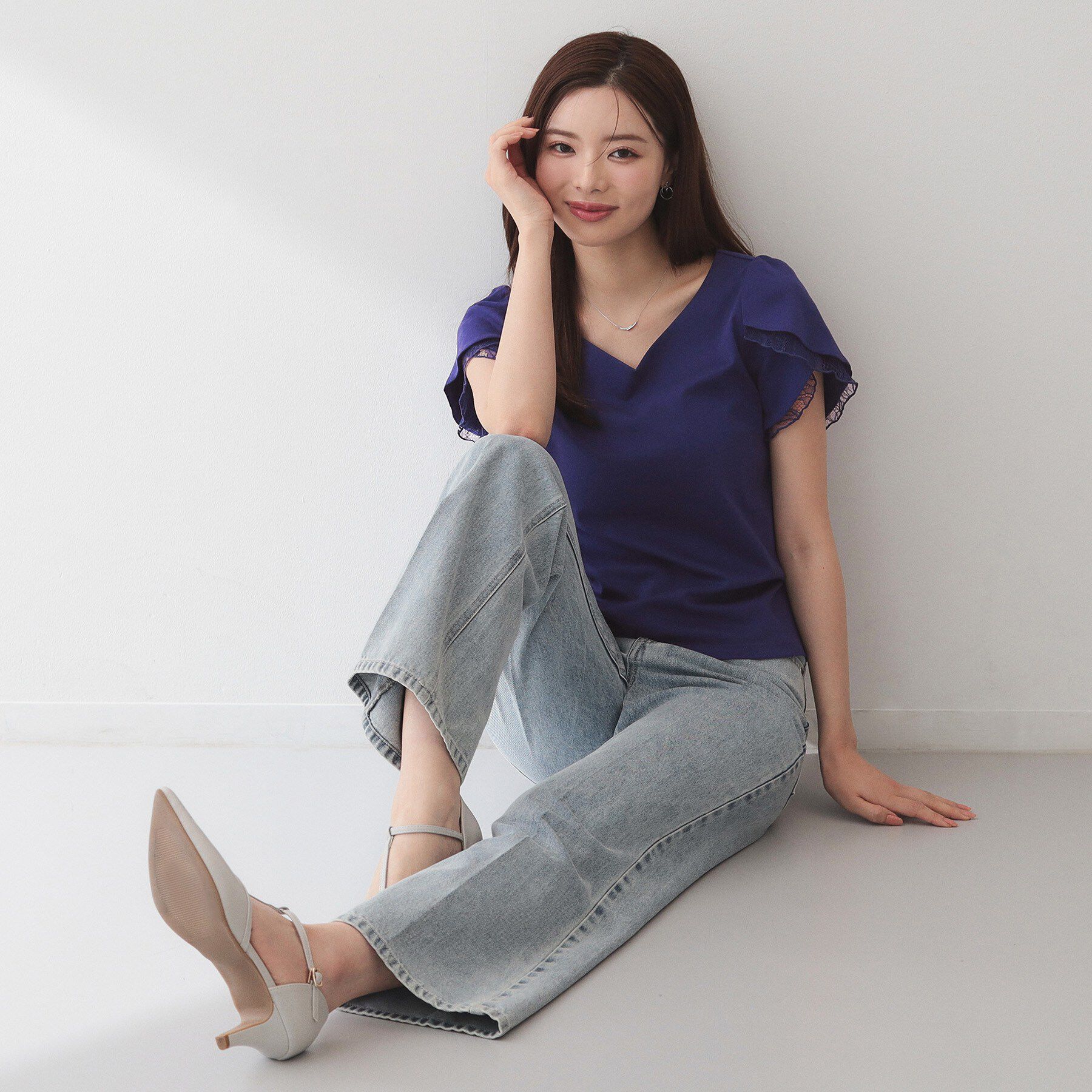 index「【接触冷感／UVケア】ハートネックレースレイヤードトップス《洗濯機OK／6col》」|Tシャツ・カットソー|