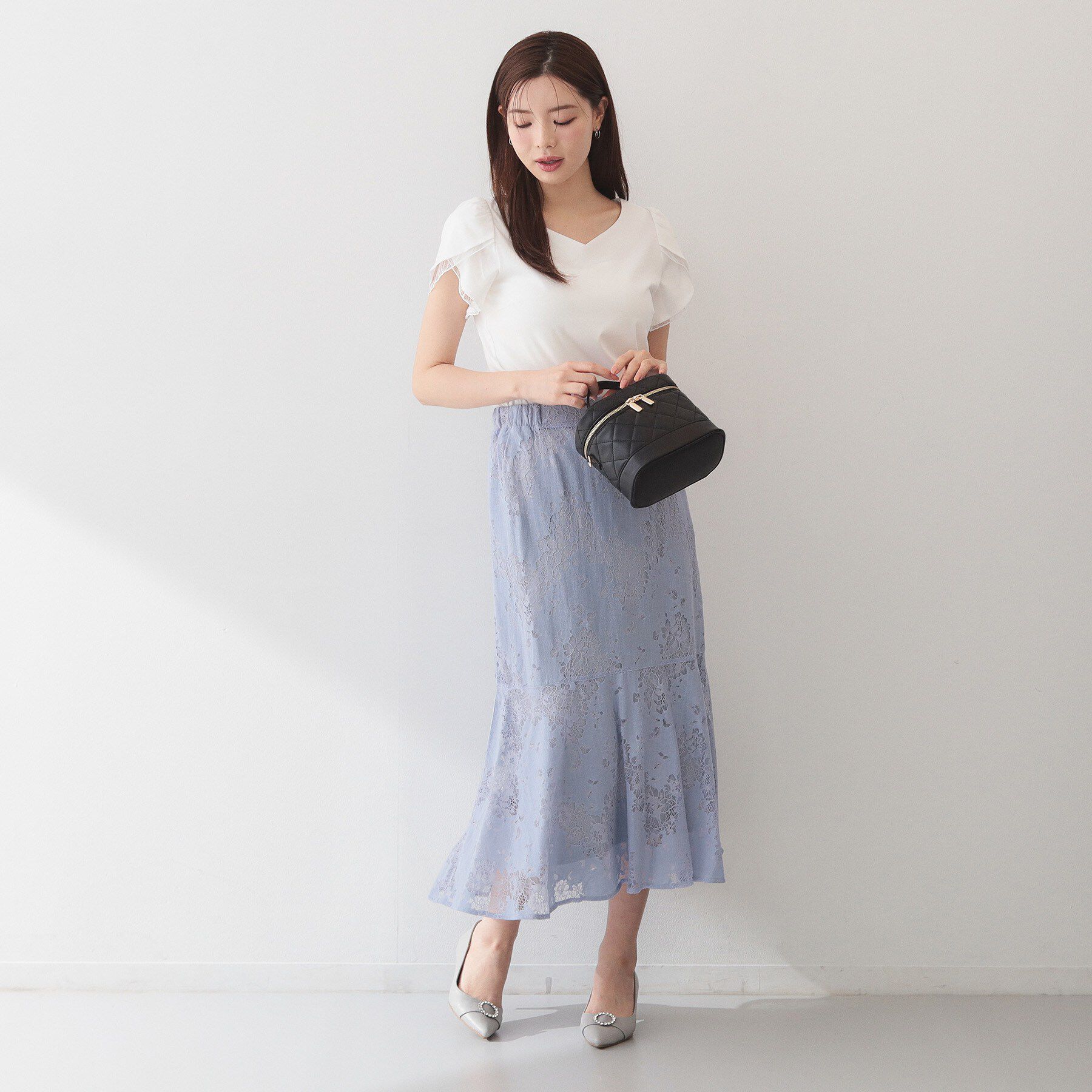 index「【接触冷感／UVケア】ハートネックレースレイヤードトップス《洗濯機OK／6col》」|Tシャツ・カットソー|