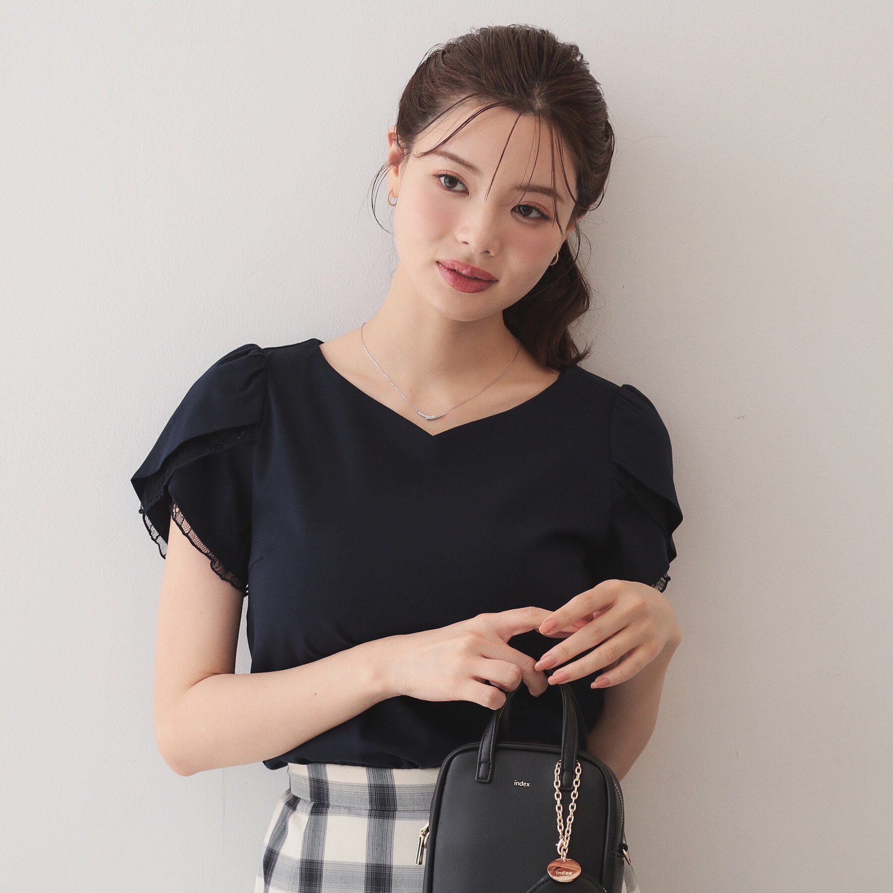 index「【接触冷感／UVケア】ハートネックレースレイヤードトップス《洗濯機OK／6col》」|Tシャツ・カットソー|