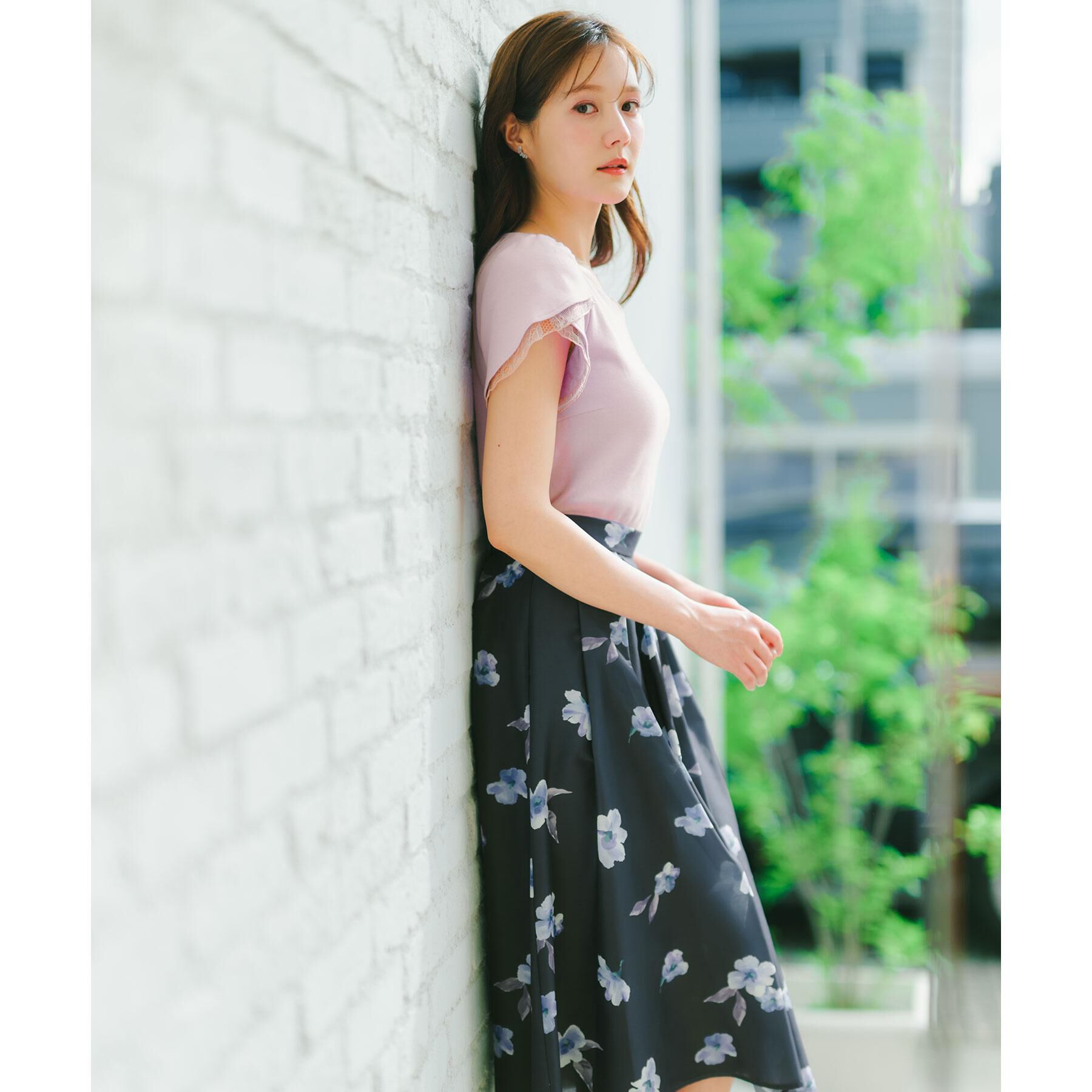 index「【接触冷感／UVケア】ハートネックレースレイヤードトップス《洗濯機OK／6col》」|Tシャツ・カットソー|