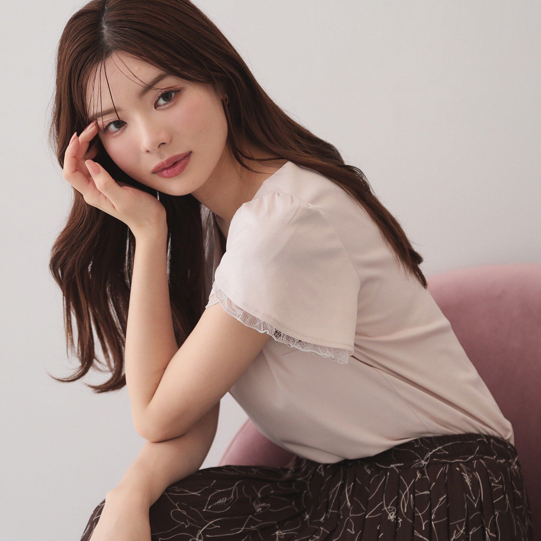index「【接触冷感／UVケア】ハートネックレースレイヤードトップス《洗濯機OK／6col》」|Tシャツ・カットソー|
