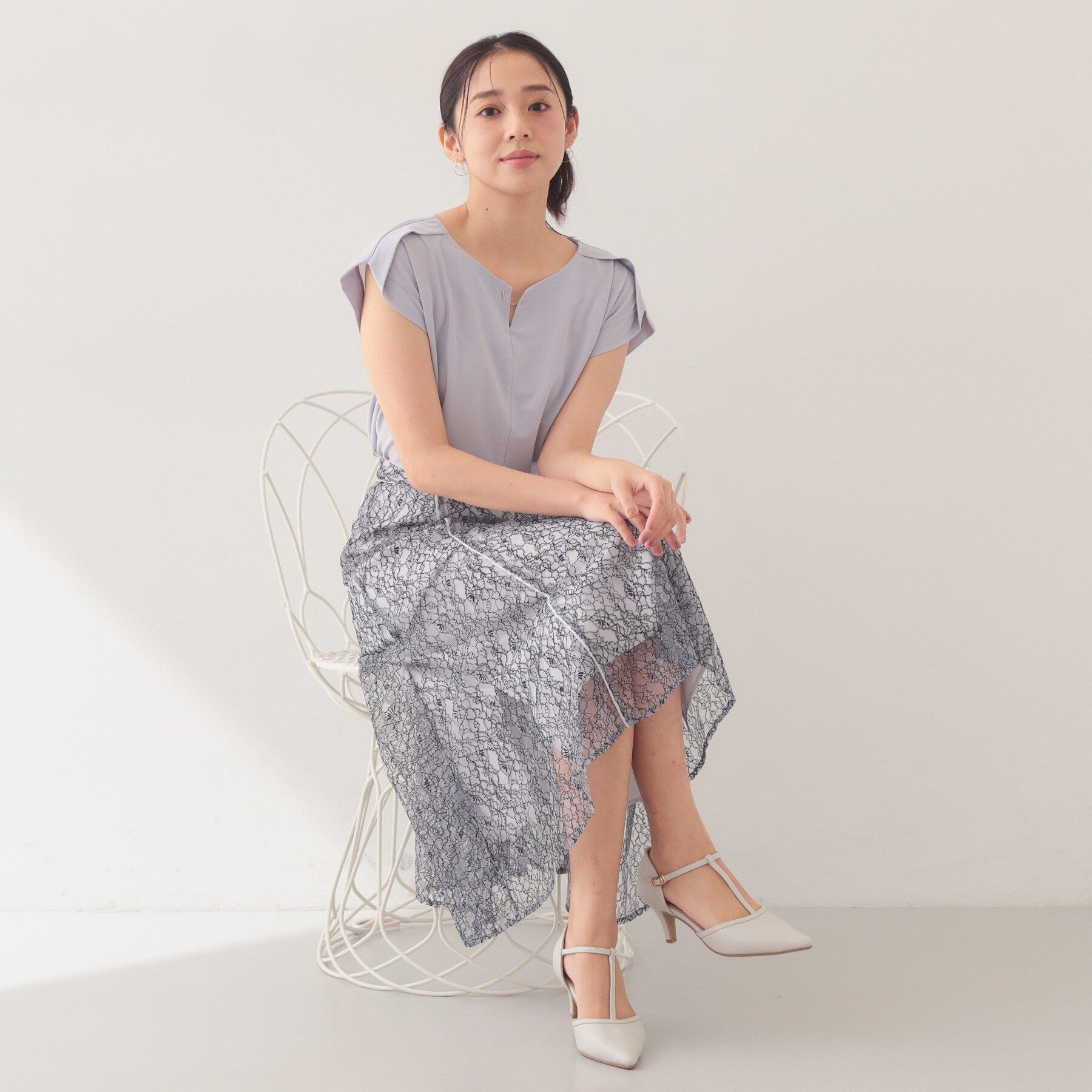 index「【接触冷感】ひんやりキーネックフレンチトップス《洗濯機OK》」|Tシャツ・カットソー|