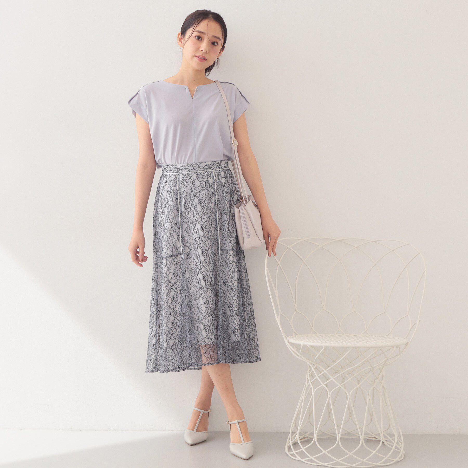 index「【接触冷感】ひんやりキーネックフレンチトップス《洗濯機OK》」|Tシャツ・カットソー|