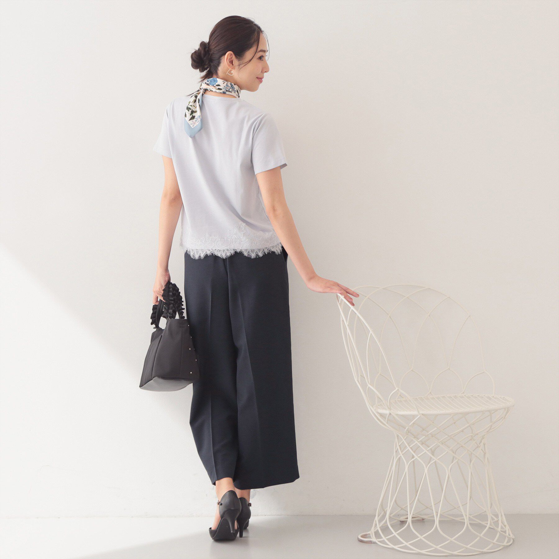 index「【接触冷感／UVケア】裾レースロゴTシャツ《洗濯機OK》」|Tシャツ・カットソー|