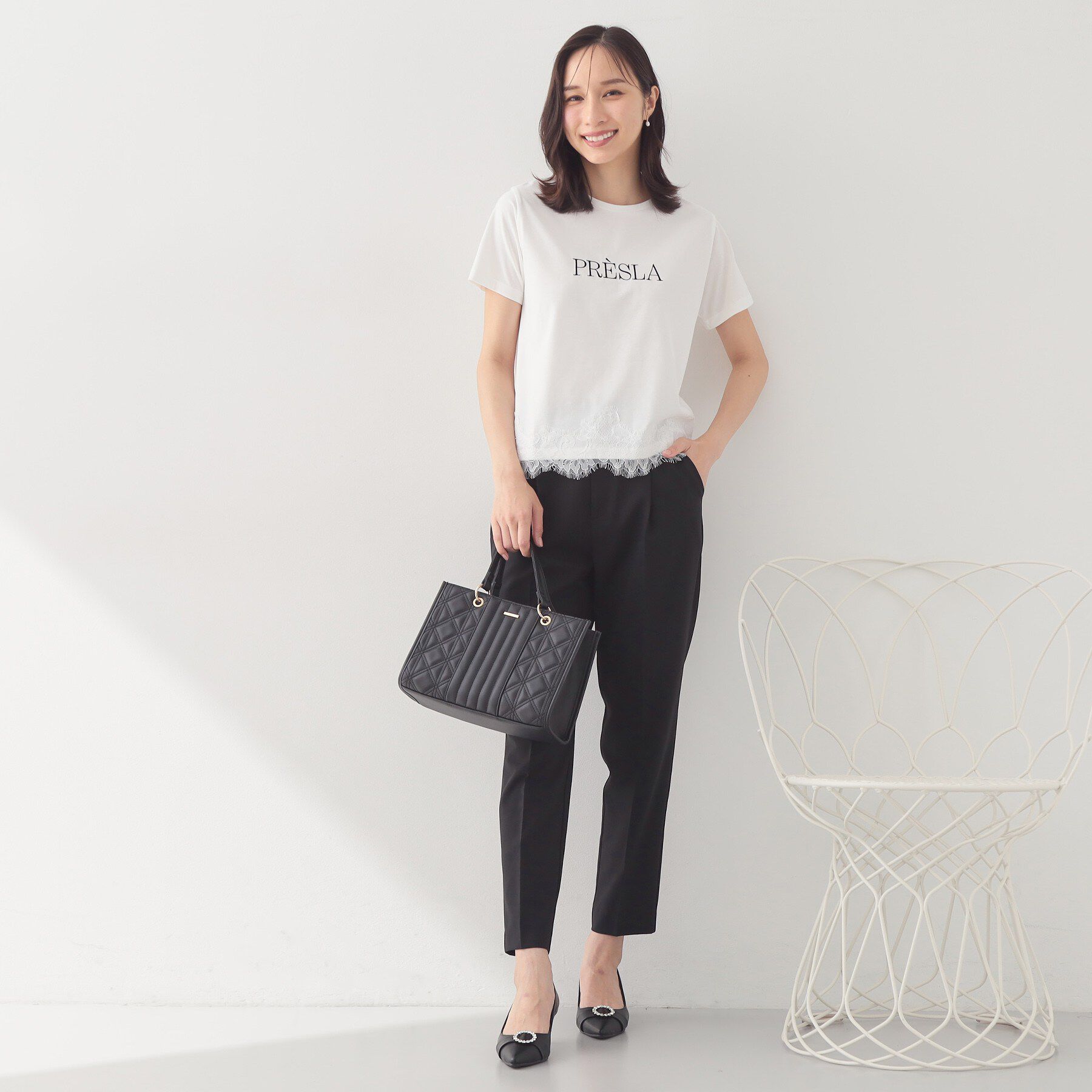 index「【接触冷感／UVケア】裾レースロゴTシャツ《洗濯機OK》」|Tシャツ・カットソー|