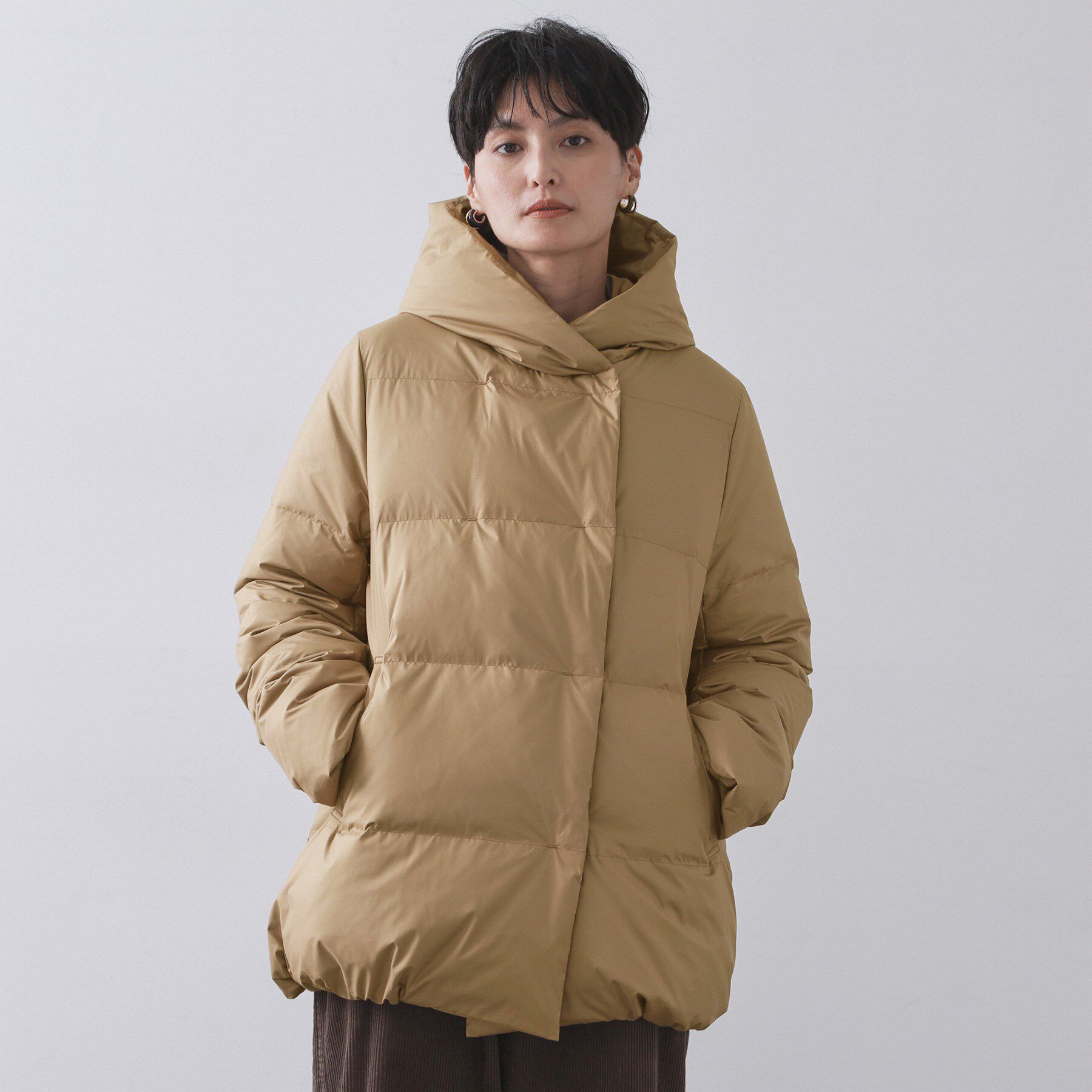 OPAQUE.CLIP「撥水フードミドルダウンコート【防風／抗菌防臭／洗濯機OK】《S～LL》」|ダウン|
