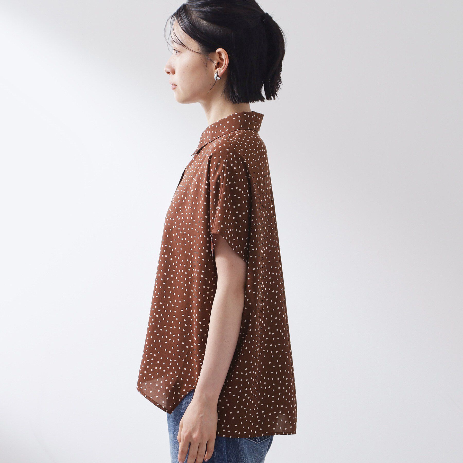 THE SHOP TK「大人のためのドット柄 襟付きブラウス」|シャツ・ブラウス|