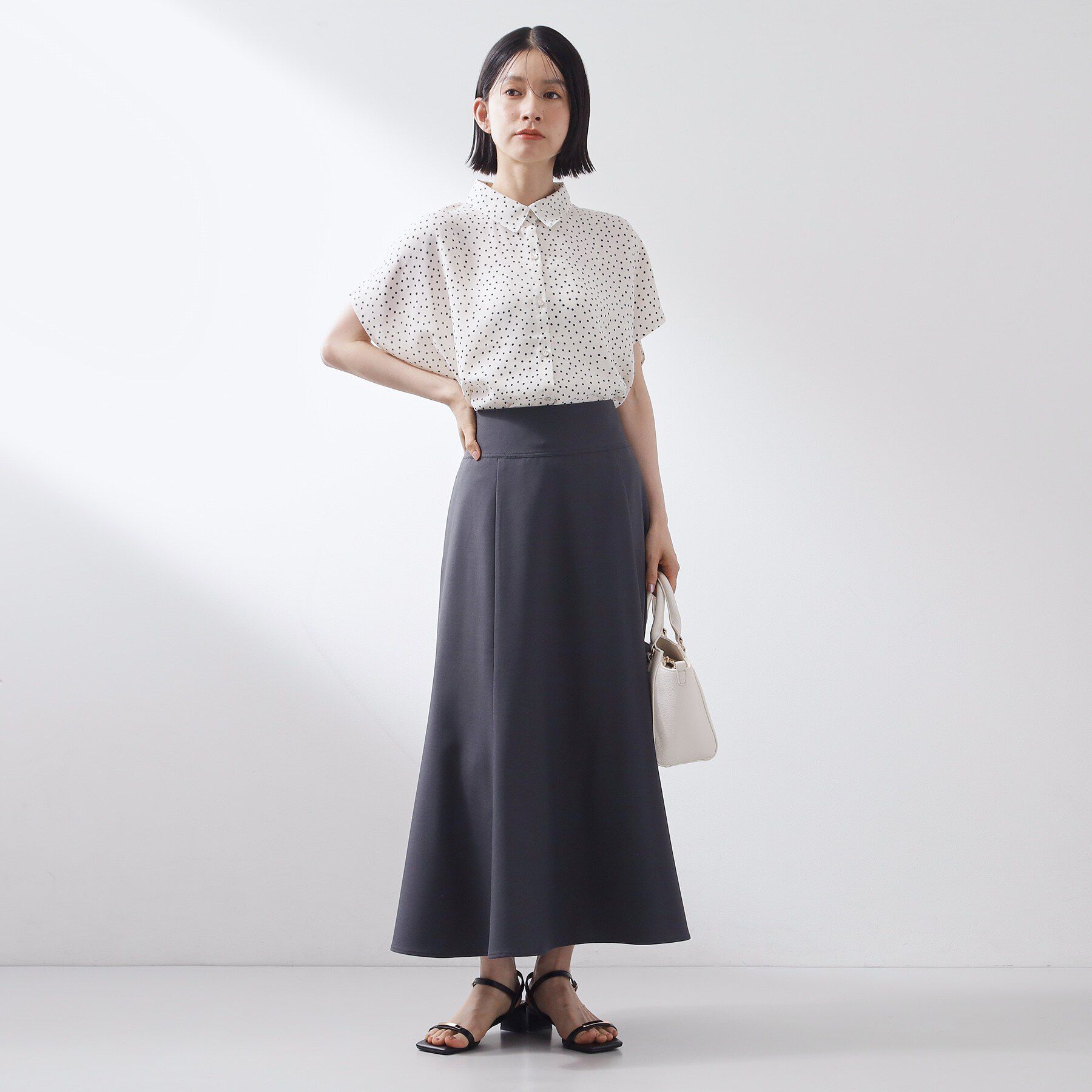 THE SHOP TK「大人のためのドット柄 襟付きブラウス」|シャツ・ブラウス|
