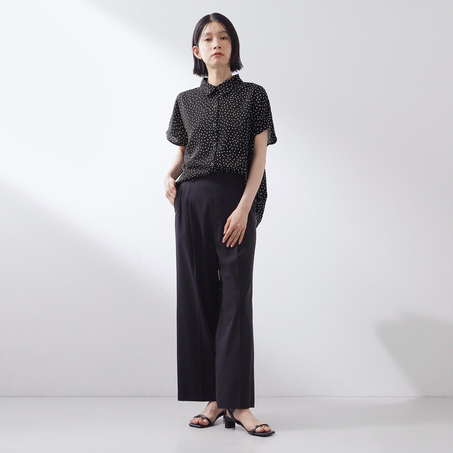 THE SHOP TK「大人のためのドット柄 襟付きブラウス」|シャツ・ブラウス|