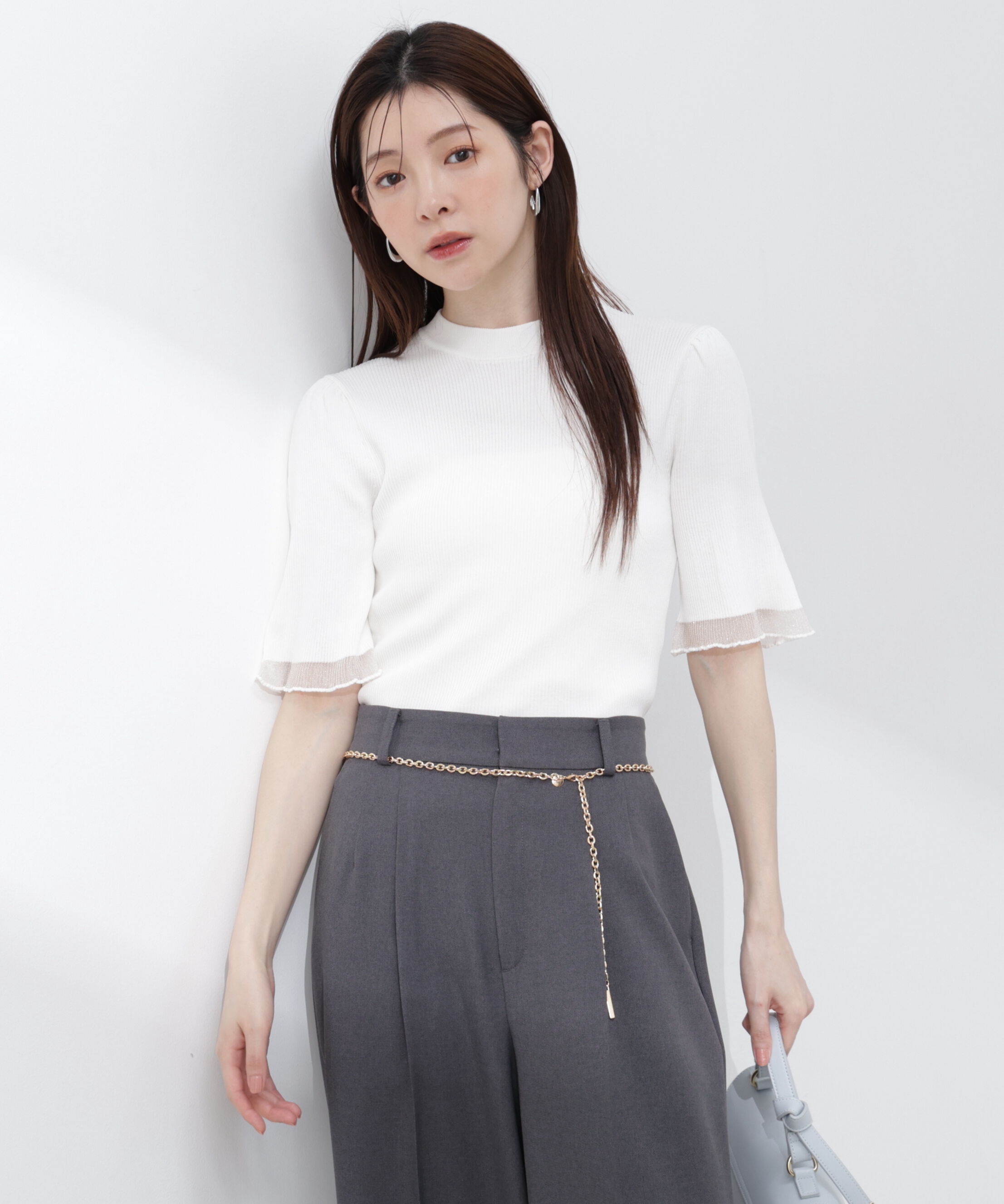 PROPORTION BODY DRESSING「部分シアー半袖ニット 26SS」|ニット・セーター|